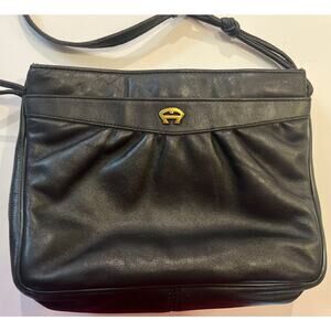 Vintage Etienne Aigner Classic Black Leather Women's Purse Shoulder Bag 80’s